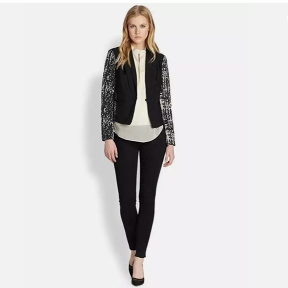Diane Von Furstenberg Black Olena Combo Blazer Size 2 MSRP: $465.00 - Picture 1 of 13